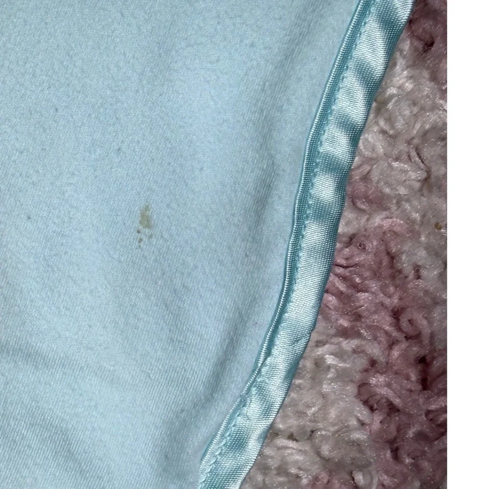 Small Wonders Blue Polka Dot Giraffe Jungle Friend Satin Trim Baby Blanket Cotto